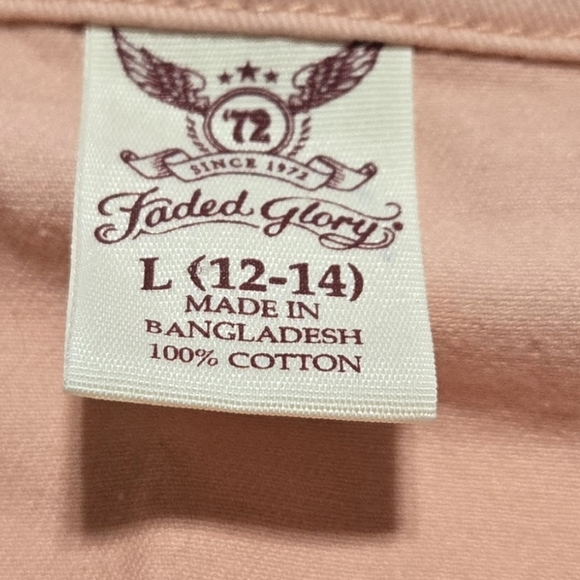 Faded Glory Coral Jean Jacket Cropped Denim Size L (12-14) - Picture 3 of 6